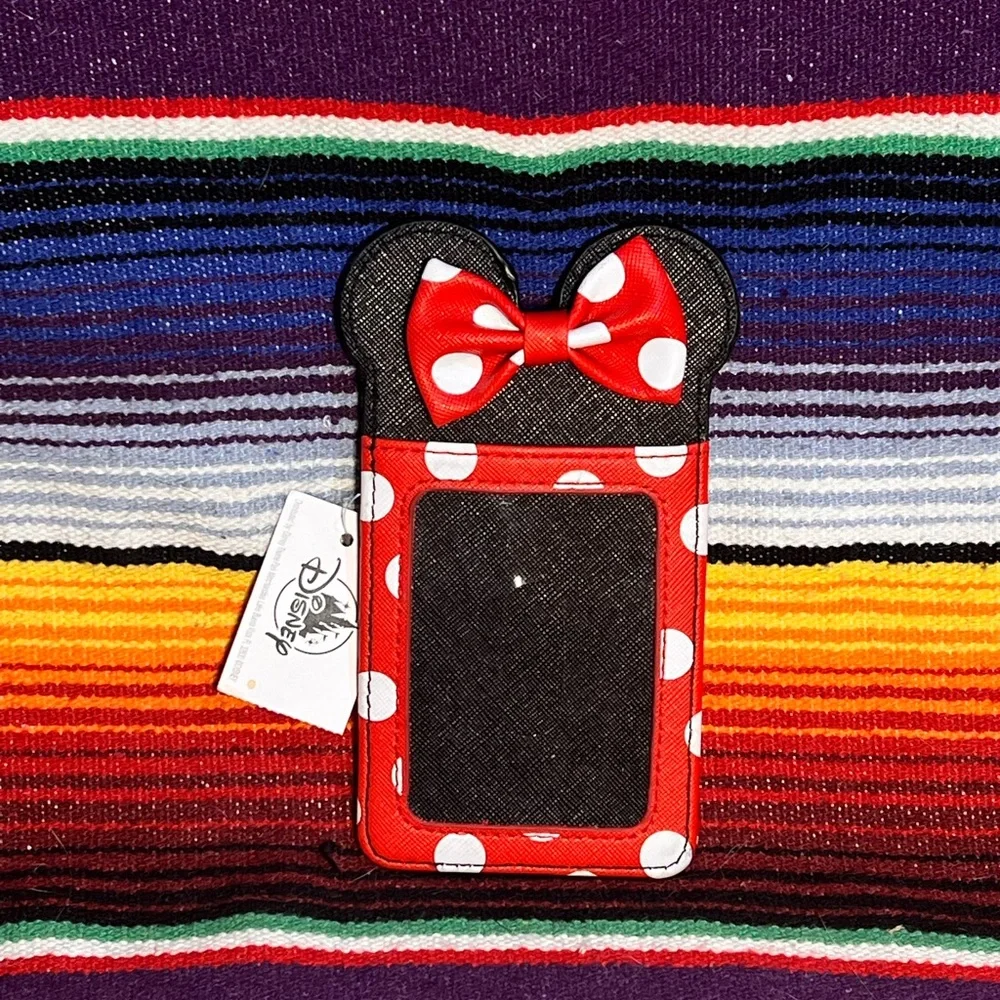 Disney Mickey Minnie Mouse Red Black Card Holder with Belt Strap Attachment - Picture 2 of 4